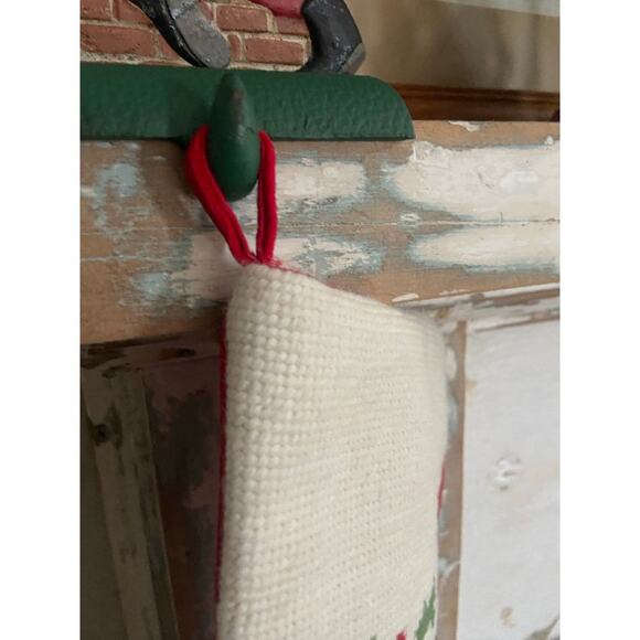 Vintage Wool Embroidered Snowman Velvet Back Christmas Stocking - Picture 4 of 7